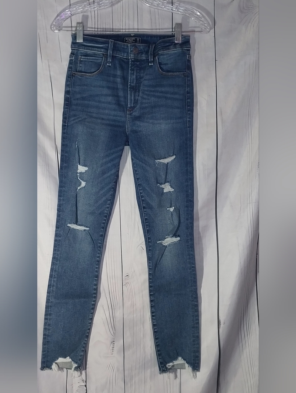 Abercrombie & Fitch Simone High-Rise Distressed Casual Ankle Skinny Jeans